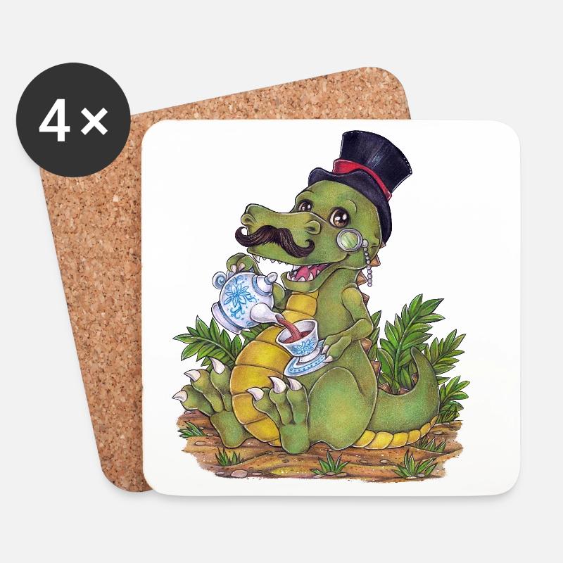 Witziger Tee Rex Wortwitz Hand gezeichnet Dino - Untersetzer (4er-Set) - Weiß