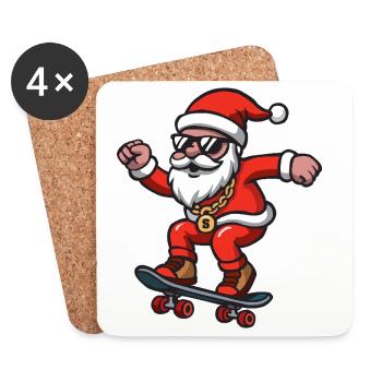 Santa Skating - Coasters (set of 4) - white - Front