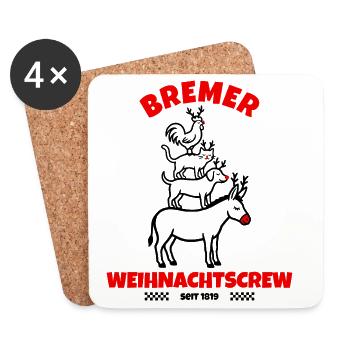 Bremer Stadtmusikanten – Weihnachtsedition Bremen - Untersetzer (4er-Set) - Weiß - Vorne