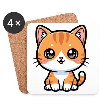 Chat Tigré Orange - Dessous de verre (lot de 4) - blanc - Devant
