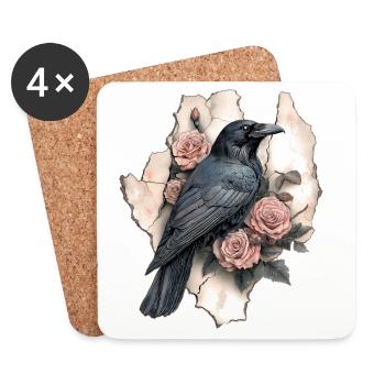 Raven Vintage Roses - Coasters (set of 4) - white - Front