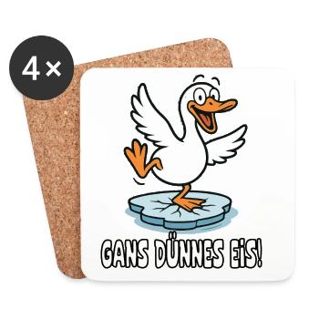 Gans Dünnes Eis lustiges Wortspiel - Untersetzer (4er-Set) - Weiß - Vorne