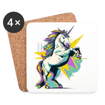 Unicorn Pop Art Colorful Magic Fantasy Fairy Tale Magic - Coasters (set of 4) - white - Front