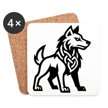 Wolf Wikinger - Untersetzer (4er-Set) - Weiß - Vorne