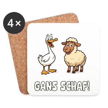 Gänse und Schaf Cartoon Duo Lustiges Wortspiel - Untersetzer (4er-Set) - Weiß - Vorne