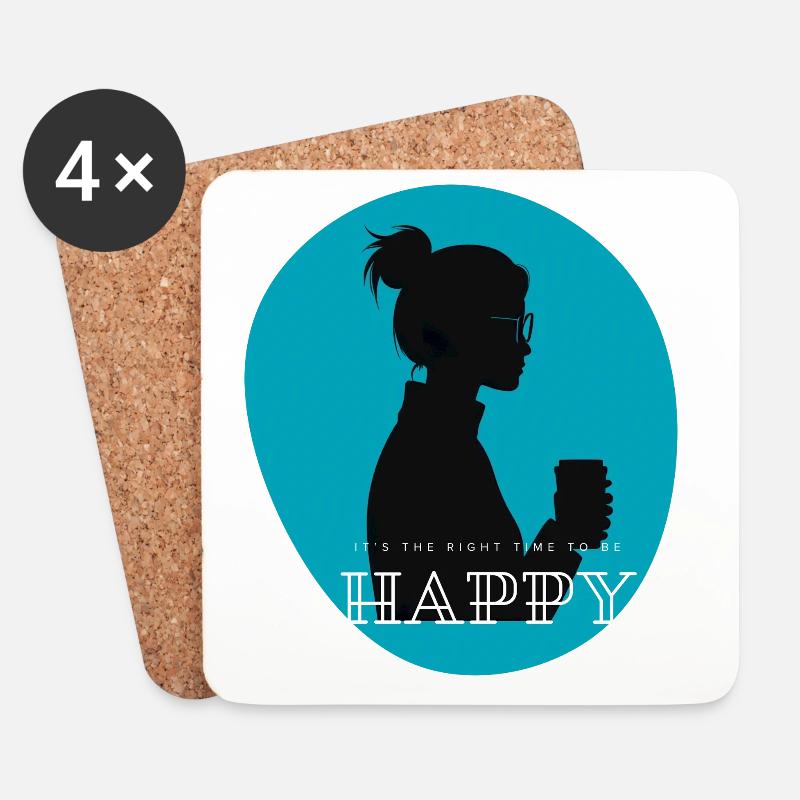 It´s time to be happy - Untersetzer (4er-Set) - Weiß