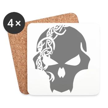 Gothic Skull with Celtic Tribal - Coasters (set of 4) - white - Front
