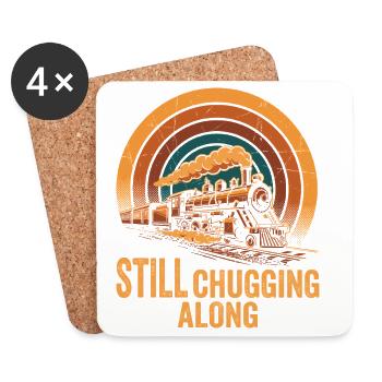 Retro Steam Train Locomotive Railfan - Coasters (set of 4) - white - Front