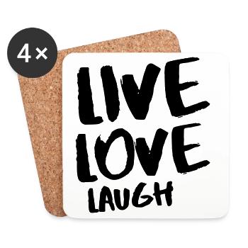 Live Love Laugh - Brush Hand Drawn Black - Coasters (set of 4) - white - Front