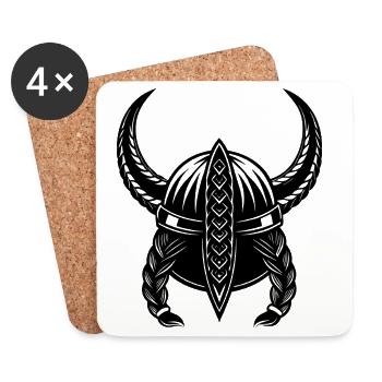Wikingerhelm - Untersetzer (4er-Set) - Weiß - Vorne
