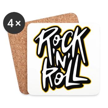 Rock 'n' Roll Graffiti-Stil Skript-Logo - Untersetzer (4er-Set) - Weiß - Vorne