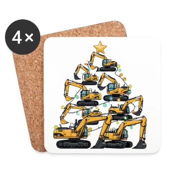 Funny Excavator Christmas Tree Gift - Coasters (set of 4) - white - Front