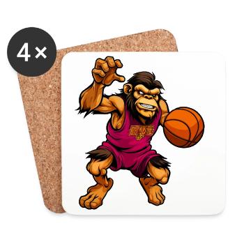 Ballon de basketball chimpanzé - Dessous de verre (lot de 4) - blanc - Devant