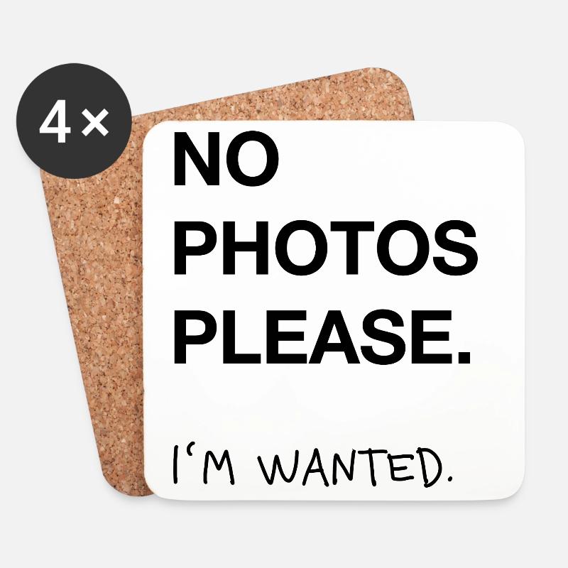 No Photos Please – Minimal Statement Trend Typo  - Untersetzer (4er-Set) - Weiß