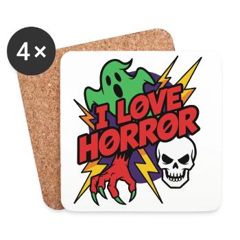 J’adore les dessins animés rétro d’horreur - Dessous de verre (lot de 4) - blanc - Devant