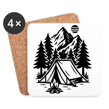 Camping Tent Forêt des montagnes - Dessous de verre (lot de 4) - blanc - Devant