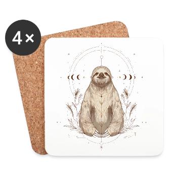 Sloth with moon phases in boho style - Coasters (set of 4) - white - Front