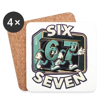 67 Six Seven Sechs Sieben Lustig Geschenk - Untersetzer (4er-Set) - Weiß - Vorne