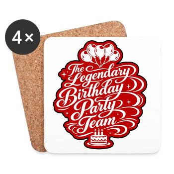 Birthday Party Team Saying - Coasters (set of 4) - white - Front