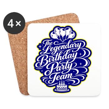Birthday Party Team Saying - Coasters (set of 4) - white - Front