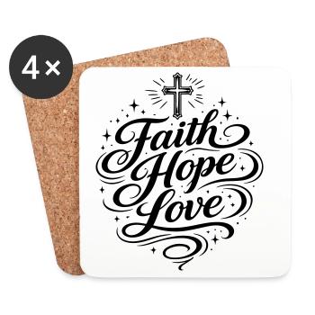Glaube Hoffnung Liebe Christlich - Untersetzer (4er-Set) - Weiß - Vorne