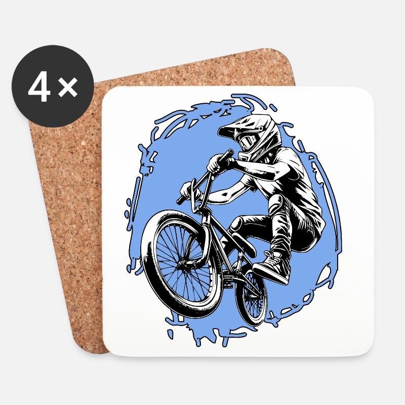 BMX Sprung Stunt blau - Untersetzer (4er-Set) - Weiß