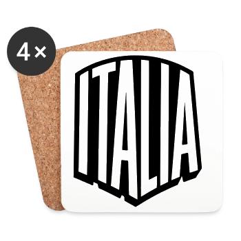 Italia - Italien Aufschrift, Schriftzug  - Untersetzer (4er-Set) - Weiß - Vorne