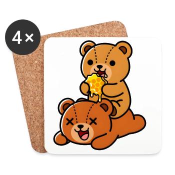 Sweet Honey Bears Cute Cartoon Design - Coasters (set of 4) - white - Front