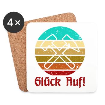 Glück Auf! - Ruhrpott - Zeche - Zollverein - Untersetzer (4er-Set) - Weiß - Vorne