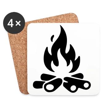 Bois de chauffage pour feu de camp - Dessous de verre (lot de 4) - blanc - Devant