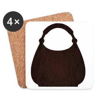 Braune Ledertaschentextur - Untersetzer (4er-Set) - Weiß - Vorne