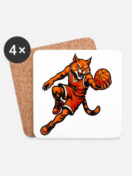 Basketball Tiger Rampage - Untersetzer (4er-Set) - Weiß