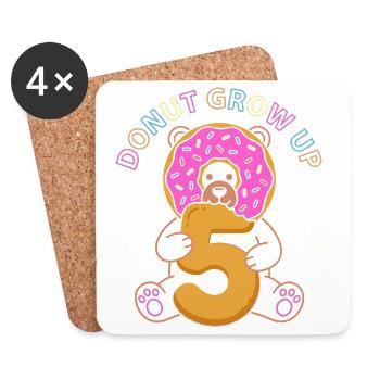 Donut Grow Up 5th Birthday Bear - Coasters (set of 4) - white - Front