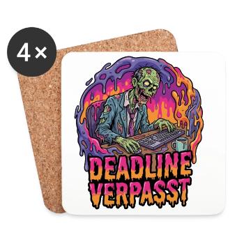 Deadline Verpasst Zombie am PC - Untersetzer (4er-Set) - Weiß - Vorne