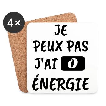 Ich kann nicht. Ich habe Zero Energy. - Untersetzer (4er-Set) - Weiß - Vorne