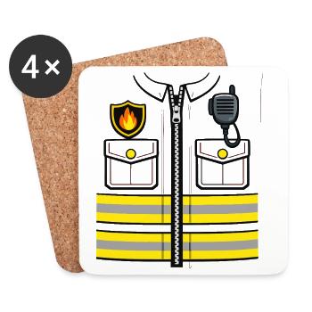 Cadeau drôle pour remplacement de costume de pompier - Dessous de verre (lot de 4) - blanc - Devant