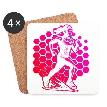 Modern Running Artwork - Coasters (set of 4) - white - Front