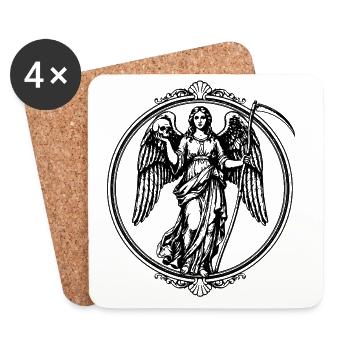 winged angel with skull and scythe - Coasters (set of 4) - white - Front