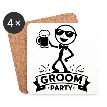 Team Groom Bräutigam - Untersetzer (4er-Set) - Weiß - Vorne