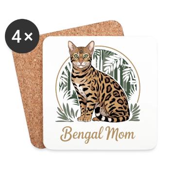Mignonne maman chatte Bengalie - Dessous de verre (lot de 4) - blanc - Devant