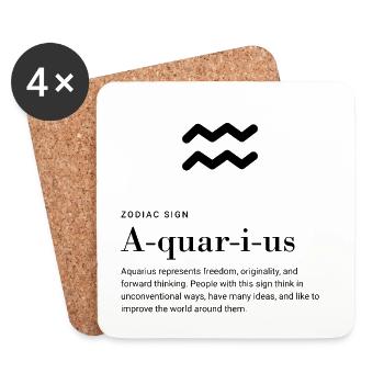 Aquarius - Zodiac Sign - Untersetzer (4er-Set) - Weiß - Vorne