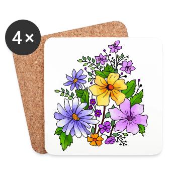 Blumen - Untersetzer (4er-Set) - Weiß - Vorne