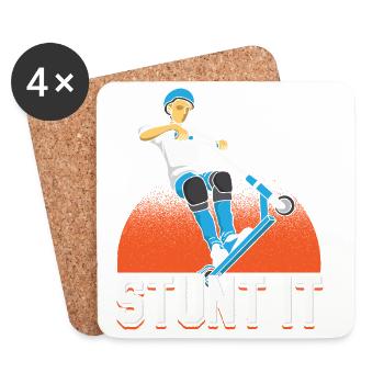 Stunt It Scooter Trick Rider Design - Coasters (set of 4) - white - Front