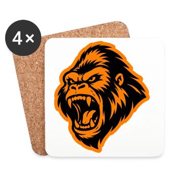 Gorilla Kopf - Untersetzer (4er-Set) - Weiß - Vorne