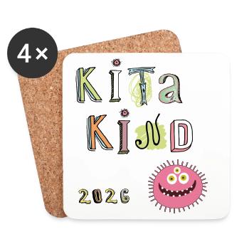 Kita Kind 2026  - Untersetzer (4er-Set) - Weiß - Vorne