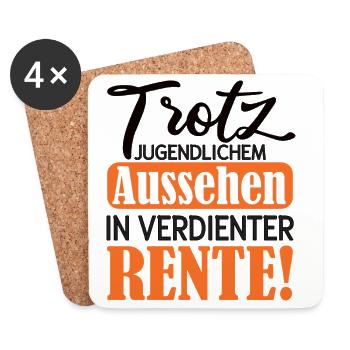 Appearance instead of Pension Satire Pension 2026 - Coasters (set of 4) - white - Front