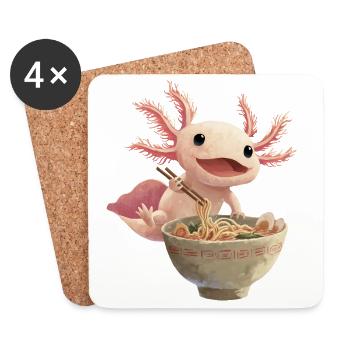 Axolotl Ramen Nudeln - Untersetzer (4er-Set) - Weiß - Vorne