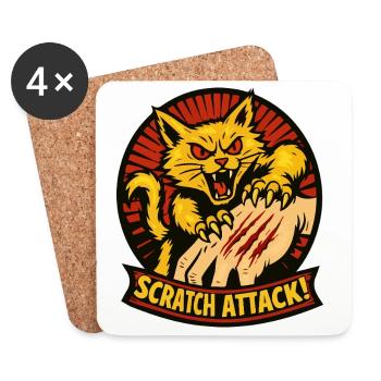 Attaque à griffures Griffes de chat en colère Conception - Dessous de verre (lot de 4) - blanc - Devant