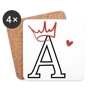 Heart Crown Letter - Coasters (set of 4) - white - Front
