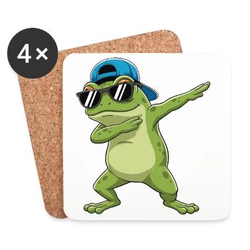Dessin animé de lunettes de soleil de grenouille à faire du dabing - Dessous de verre (lot de 4) - blanc - Devant